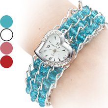 Style Women's Crystal Plastic Analog Quartz Bracelet Watch (Assorted Colors)