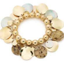 Styleco. Bracelet, Gold-Tone Ivory-Colored Shell Shaky Stretch Bracele