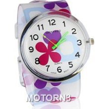 Stylish Cartoon Flower & Heart Pattern Women's Analog Watch with Plas