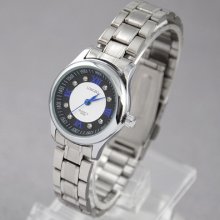 Stylish Crystal Silver Stainless Steel Band Women's Lady Casual Wrist Watch