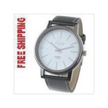 Stylish Unisex Quartz Watch - Black band and White dial WUS-60168