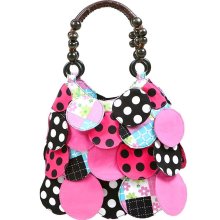 Super Cute, Unique Polka Dot Circle Patch Purse-pink Spring Has Sprun