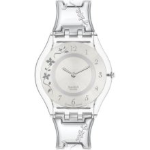 Swatch Ladies Climber Flowery Silver Dial Bracelet Watch