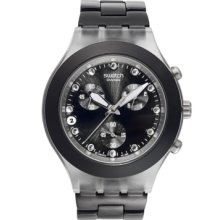 Swatch Watch, Unisex Swiss Chronograph Full-Blooded Night Black Alumin