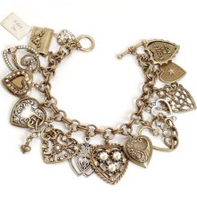 Sweet Romance Goldtone 'All My Love' Heart Charm Bracelet (Charm bracelet)