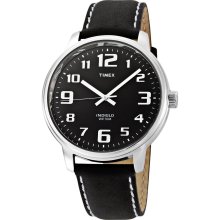 T28071 Timex Mens Classics Watch INDIGLO BIG EASY READER Black Dial & Leather