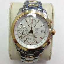 Tag Heuer Link Two Tone Automatic Chronograph - Cjf2150 - Mens Watch 18k Bezel