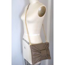 Taupe Crossbody Bow Purse