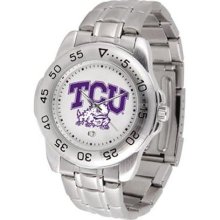 TCU Texas Christian Men's Stainless Steel Logo Watch