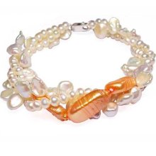 Three Different Types of Freshwater Pearl Bracelet in 925 Sterling Silver