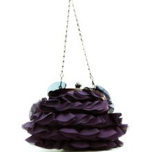 Tiered fabric evening bag clutch w/ push lock opening