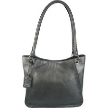 Tignanello Pebble Leather Large Tote Bag with Whipstitching - Zinc - One Size