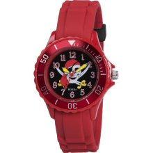 Tikkers Boy's Quartz Watch With Black Dial Analogue Display And Red Rubber Strap Tk0055