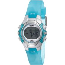 Timex 1440 Sports Digital Silver Case Translucent Blue Strap Watch Watches : One Size