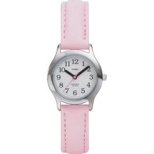 Timex Children's T79081 Pink Leather Quartz Watch with White Dial ...