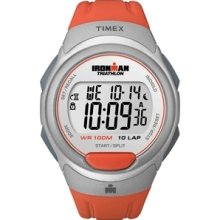 Timex Ironman Watch Digital 10 Lap Memory Chronograph Orange Resin Strap T5k611