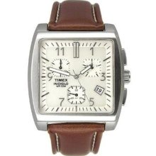 Timex Men's Premium Collection Chronograph Brown Leather Band Watch T22242