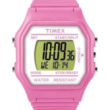 Timex T2N104 Unisex Pink Dial Pink Resin Strap 80 Jumbo Face Digital Watch