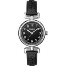 Timex T2N660 Wmns Weekender Watch Petite Black Lthr Strap