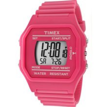 Timex Watch 2n246 Multi-function Grey Digital Dial Pink Makemake Rubber