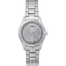 Timex Women's Silvertone Bracelet Watch, Date, Indiglo, 50 Meter Wr, T2m558