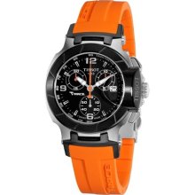 Tissot Women's T-Race Black Dial Orange Silicone Strap ...