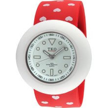 TKO Orlogi Women's Slappers Red Heart Valentine Watch (Red and White Heart Valentine Slap Watch)