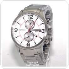 Tommy Hilfiger Mens Multi Function White Dial Stainless Steel Watch 1790891