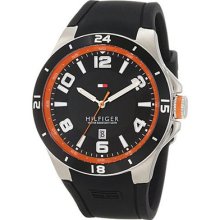 Tommy Hilfiger Orange Black Silicon Strap Men Date Watch 1790861