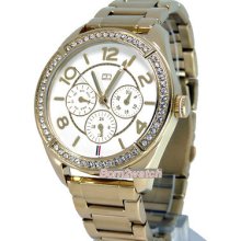 Tommy Hilfiger Watch Ladies Multifunction Crystals Yellow Gold Steel 1781253