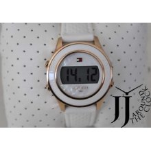 Tommy Hilfiger Watch Women's Rose Gold Case White Silicone Digital 1781032