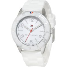 Tommy Hilfiger Women'S 1781184 Sport Stainless Steel And White Silicon Strap Watch