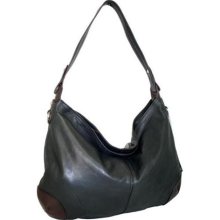 Top Zip Hobo With Leather Corner Patch ...