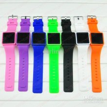 Touch Screen Led Mirror Watch Candy Jelly Silicone Watches Dz-26 Lux