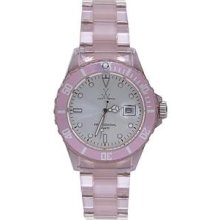 Toy Unisex Round Case Pink Band Quartz Analog Watch