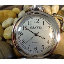 Traditional Silver Tone Engraveable Men's Fashion Pocket Watch Great Gift