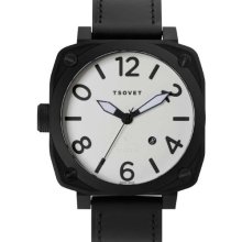 Tsovet At76 Men's Black Leather Strap Watch Svt-At76-330110-02