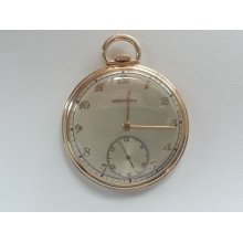 Unique 14k Yellow Gold Movado 25 Year Club Pocket Watch