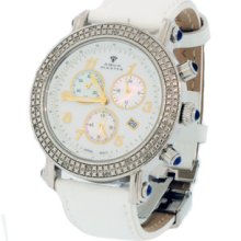 Unisex Aqua Master White Dial Silver Round Case Diamond Chronograph Watch W108