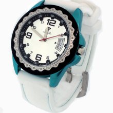 Unisex Aqua Master White Dial Blue/black/silver Tone Case Diamond Watch W344