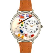 Unisex Artist Red Leather and Silvertone Watch in Silver ...