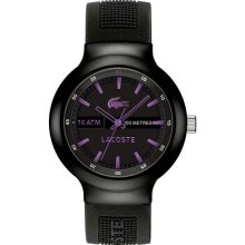 Unisex black lacoste borneo silicone strap watch 2010659