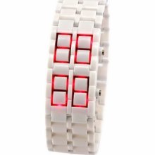 Unisex Faceless Watch Dateâ€” White Watchband- Fashion Brecelet Power Save Style