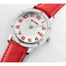 Unisex Fashion Classic Simple Wrist Watch High Quality Pu Leather Calendar