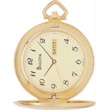 Unisex Gold Tone Stainless Steel Pocket Watch Quartz