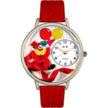 Unisex Happy Red Clown Red Leather and Silvertone Watch in Silver ...