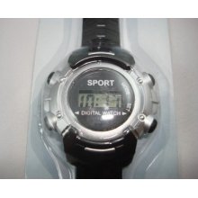 Unisex Lcd Sport Digital Watch Date Time Month Black