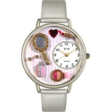 Unisex Make-up Silver Leather & Silvertone Watch - U-1610007