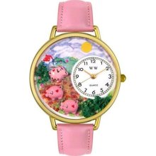 Unisex Pigs Pink Leather and Goldtone Watch in Gold ...