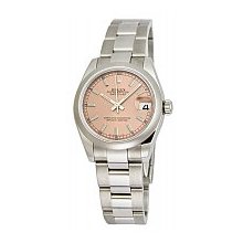 Unisex Pink Datejust Rolex Watch with Stainless Steel Oyster Band